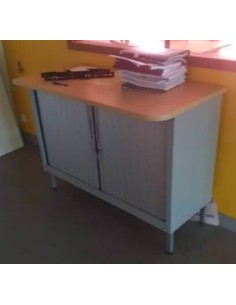 Armoire basse sur pied plateau hetre en debord