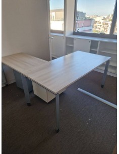 Bureau retour pieds gris