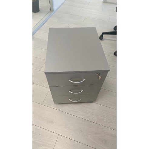 Caisson mobile 3 tiroirs – Aluminium, avec serrure