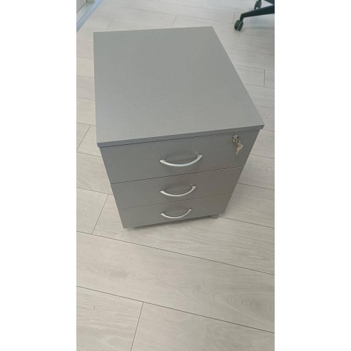 Caisson mobile 3 tiroirs – Aluminium, avec serrure