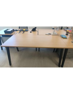 Bureau de travail 160x80 cm – Plateau hêtre, pieds métal