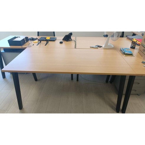 Bureau de travail 160x80 cm – Plateau hêtre, pieds métal