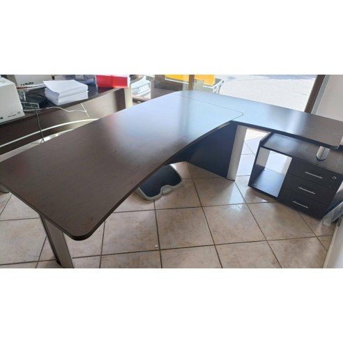 Bureau avec retour coloris Wengé