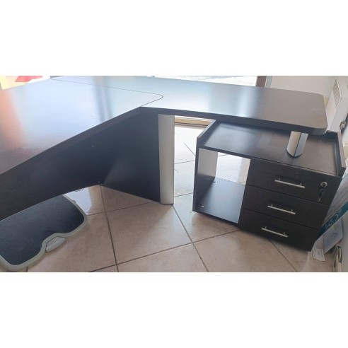 Bureau avec retour coloris Wengé