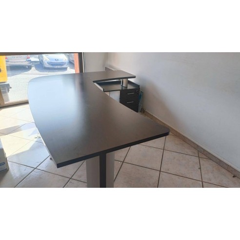 Bureau avec retour coloris Wengé