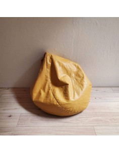 Pouf similicuir jaune