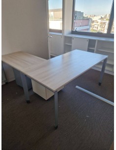 Bureau retour pieds gris