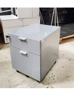 Caisson 2 tiroirs gris à poignée