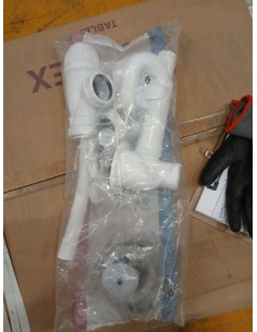 Equipement évier 2 cuves D60, bouchons inox, serr 0-55mm, avec TP,corps 100% PC 2