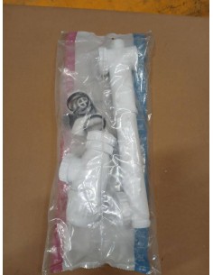 Tubulure pour évier 2 cuves, siphon inclus, entraxe réglable, 1 prise, NF, plastique recyclé 2