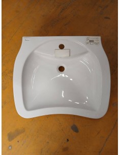 Lavabo à suspendre PMR MATURA largeur 65 x profondeur 55 x hauteur 15,5 cm grès fin céramique blanc brillant
