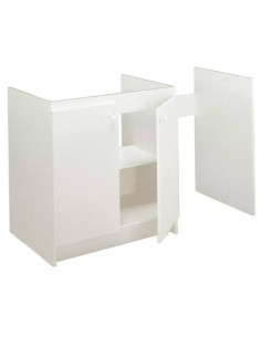 Meuble sous évier 140 cm en mélaminé blanc 16 mm pour lave-vaisselle 2 portes et 1 étagère et vérins de réglage