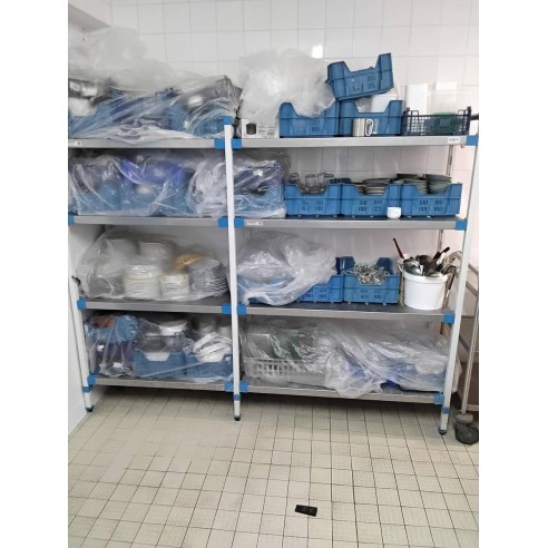 Étagère de stockage inox 210×170×55 cm – Réemploi