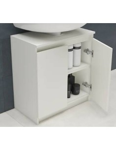 Meuble sous-lavabo l.61 x H.65 x P.35 cm, blanc, Nerea