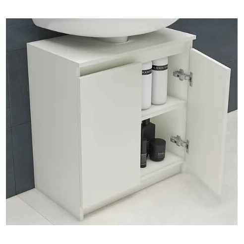 Meuble sous-lavabo l.61 x H.65 x P.35 cm, blanc, Nerea