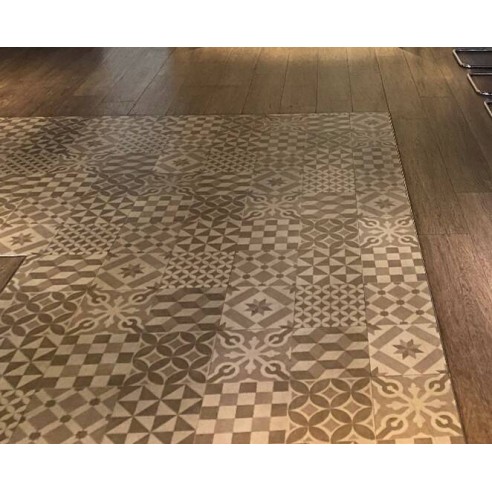 Sol souple PVC à motif carreaux de ciment